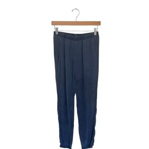 Amanda‎ Uprichard | Navy 100% Silk Pull On Joggers Pants S
